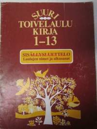 Suuri toivelaulukirja 1-13 sisällysluettelo - Laulujen nimet ja alkusanat