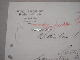 Aug. Tupalan Pukimoliike, Jyväskylä, 5.3.1924 -asiakirja