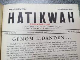 Hatikwah 1935-36 -yhteensidotut vuosikerrat, suomalainen juutalaisyhteisön lehti, ruotsin- ja suomenkielinen