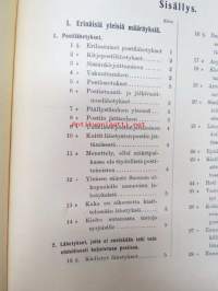 Postikirja 1911 - Suomen Suuriruhtinaanmaan postiasetusten, postiliikennettä koskevien ohjeitten ja sääntöjen yhteentoimitettu kokoelma, harvinainen teos -