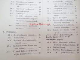 Postikirja 1911 - Suomen Suuriruhtinaanmaan postiasetusten, postiliikennettä koskevien ohjeitten ja sääntöjen yhteentoimitettu kokoelma, harvinainen teos -