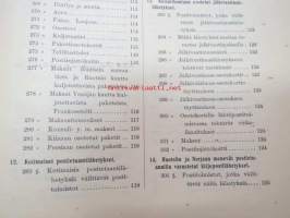 Postikirja 1911 - Suomen Suuriruhtinaanmaan postiasetusten, postiliikennettä koskevien ohjeitten ja sääntöjen yhteentoimitettu kokoelma, harvinainen teos -