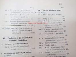 Postikirja 1911 - Suomen Suuriruhtinaanmaan postiasetusten, postiliikennettä koskevien ohjeitten ja sääntöjen yhteentoimitettu kokoelma, harvinainen teos -