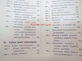 Postikirja 1911 - Suomen Suuriruhtinaanmaan postiasetusten, postiliikennettä koskevien ohjeitten ja sääntöjen yhteentoimitettu kokoelma, harvinainen teos -