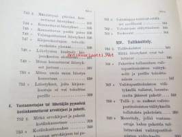 Postikirja 1911 - Suomen Suuriruhtinaanmaan postiasetusten, postiliikennettä koskevien ohjeitten ja sääntöjen yhteentoimitettu kokoelma, harvinainen teos -