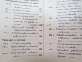 Postikirja 1911 - Suomen Suuriruhtinaanmaan postiasetusten, postiliikennettä koskevien ohjeitten ja sääntöjen yhteentoimitettu kokoelma, harvinainen teos -