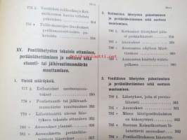 Postikirja 1911 - Suomen Suuriruhtinaanmaan postiasetusten, postiliikennettä koskevien ohjeitten ja sääntöjen yhteentoimitettu kokoelma, harvinainen teos -