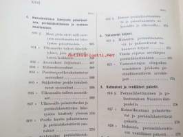 Postikirja 1911 - Suomen Suuriruhtinaanmaan postiasetusten, postiliikennettä koskevien ohjeitten ja sääntöjen yhteentoimitettu kokoelma, harvinainen teos -