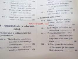 Postikirja 1911 - Suomen Suuriruhtinaanmaan postiasetusten, postiliikennettä koskevien ohjeitten ja sääntöjen yhteentoimitettu kokoelma, harvinainen teos -