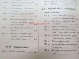 Postikirja 1911 - Suomen Suuriruhtinaanmaan postiasetusten, postiliikennettä koskevien ohjeitten ja sääntöjen yhteentoimitettu kokoelma, harvinainen teos -