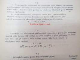 Postikirja 1911 - Suomen Suuriruhtinaanmaan postiasetusten, postiliikennettä koskevien ohjeitten ja sääntöjen yhteentoimitettu kokoelma, harvinainen teos -