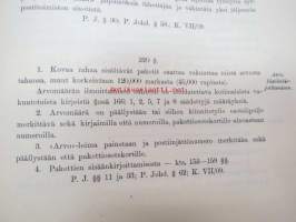 Postikirja 1911 - Suomen Suuriruhtinaanmaan postiasetusten, postiliikennettä koskevien ohjeitten ja sääntöjen yhteentoimitettu kokoelma, harvinainen teos -