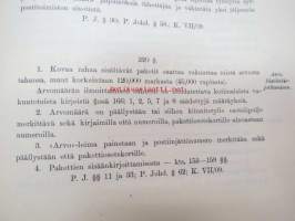 Postikirja 1911 - Suomen Suuriruhtinaanmaan postiasetusten, postiliikennettä koskevien ohjeitten ja sääntöjen yhteentoimitettu kokoelma, harvinainen teos -