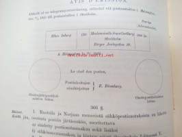 Postikirja 1911 - Suomen Suuriruhtinaanmaan postiasetusten, postiliikennettä koskevien ohjeitten ja sääntöjen yhteentoimitettu kokoelma, harvinainen teos -