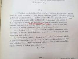 Postikirja 1911 - Suomen Suuriruhtinaanmaan postiasetusten, postiliikennettä koskevien ohjeitten ja sääntöjen yhteentoimitettu kokoelma, harvinainen teos -