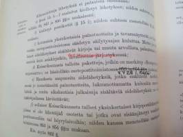 Postikirja 1911 - Suomen Suuriruhtinaanmaan postiasetusten, postiliikennettä koskevien ohjeitten ja sääntöjen yhteentoimitettu kokoelma, harvinainen teos -