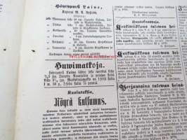 Sanomia Turusta 1870 nr 26, ilmestynyt 1.7.1870, sis. mm. seur. artikkelit / jutut / ilmoitukset; Kuollut Turussa kuski G.A. Henrikssonin waimo Greta Liisa Nyman