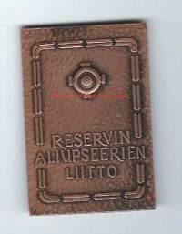 Reservin Aliupseerien Liitto - plaketti  mitali  50x35   mm kotelossa