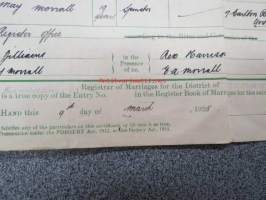 Eric Zilliacus &amp; Mary Morrall - Certified Copy of an Entry of Marriage - Pursuant to the Marriage, Manchester south - Marriage solemnized at the Register