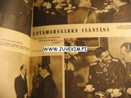 Suomen Kuvalehti 1942 nr 23 (Kansikuvassa Mannerheim), Suomen marsalkka Mannerheim 75 vuotta, korkeita vieraita Päämajassa