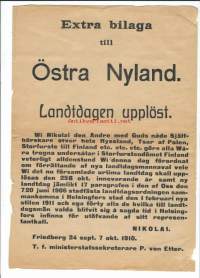 Östra Nyland Extra bilaga /Landtdagen upplöst 1910