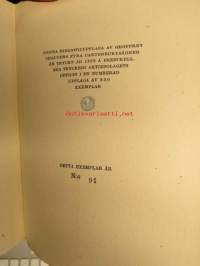 Fyra Canterbury-sägner av Geofrey Chaucer i svensk tolkning av Harald Jernström -numeroitu 250 kpl painos, josta tämä on numero 91 &quot;bibliofilupplaga&quot;