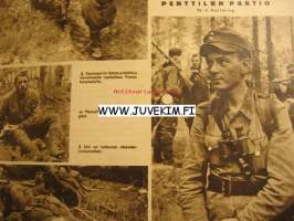 Suomen Kuvalehti 1942 nr 42, Lauri Santun piirustuksia Itä-Karjalasta, kuvia Syvärinniska kauppala, Päämajan kirjoituskilpailu oma aselaji - paras aselaji 1.