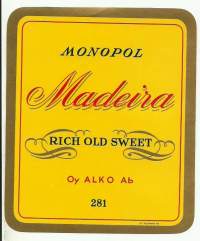 Monopol Madeira nr 281- viinaetiketti