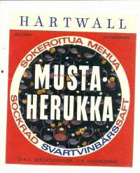 Mustaherukka mehua- juomaetiketti