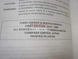 Yamaha YZ80 (H) ´81 owner´s service manual -omistajan huolto-ohjekirja