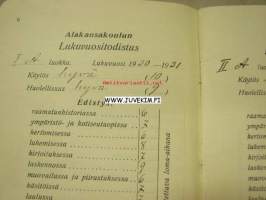 Aune Alisa Grönlund Todistuskirja Maarian (Raunistulan) kansakoulut