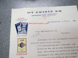 Oy Eriste Ab, Helsinki, 6.2.1943 -asiakirja