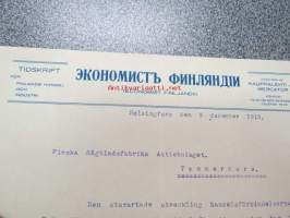 Ekonomist Finljandii, Helsinki, 9.12.1915  -asiakirja