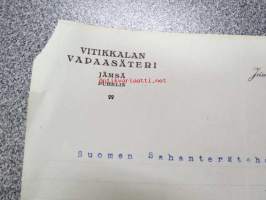 Vitikkalan vapaasäteri, Jämsä, 18.2.1922 -asiakirja
