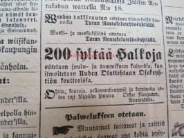 Sanomia Turusta 1873 nr 43, ilmestynyt 24.10.1873, sis. mm. seur. artikkelit / jutut / ilmoitukset; Kuollut laivanperämies Julius Theodor Ölander - nukkui