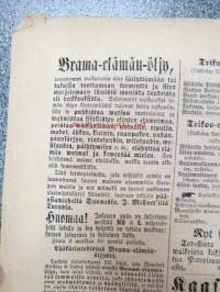 Sanomia Turusta 1873 nr 43, ilmestynyt 24.10.1873, sis. mm. seur. artikkelit / jutut / ilmoitukset; Kuollut laivanperämies Julius Theodor Ölander - nukkui