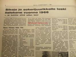 Koneviesti 1971 / 5 sis mm.Toyota Crown 2000 van,loppuarvostelu.Hintapalsta,pyörätraktorien takarenkaat.Nauhaanko vai riviin.Yhdistetty kylvö-lannoituskone