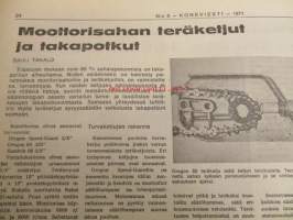 Koneviesti 1971 / 5 sis mm.Toyota Crown 2000 van,loppuarvostelu.Hintapalsta,pyörätraktorien takarenkaat.Nauhaanko vai riviin.Yhdistetty kylvö-lannoituskone
