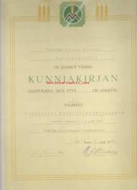 Satakunnan Maatalousnäyttely  - kunniakirja 36x25 cm  Pori 1947,