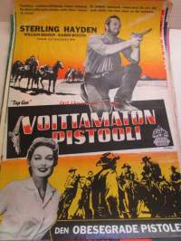 Voittamaton pistooli - Den Obesegrade pistolen, pääosissa Sterling Hayden, William Bishop, Karen Booth, ohjaus Ray Nazarro - elokuvajuliste