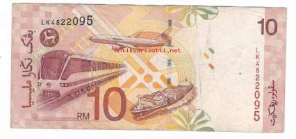 Malesia  10  Ringgit 1997 -   seteli / Malesia on valtio Kaakkois-Aasiassa. Sen pääkaupunki on Kuala Lumpur. Malesian väkiluku on noin 30 miljoonaa