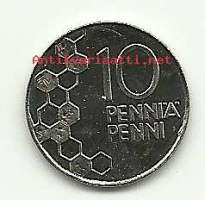 10 penniä  2000  kolikko