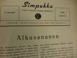 Simpukka - Turun Työväen Uimarien jäsenlehti - Näytenumero 1945 Toukokuu.kansikuva Uittamon uimala
