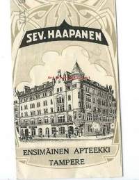 Ensimmäinen  Apteekki  Tampere / Sev Haapanen -     resepti signatuuri  1942