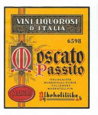 Moscato Passito, italialaista muscatelli-viiniä  - viinietiketti,  viinaetiketti