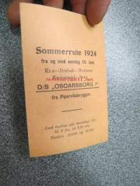 D/S &quot;Oscarsborg I&quot; fra og med söndag 15. Juni Kr.a-Dröbak-Hvitsten-Krokstrand-Soon -aikataulu