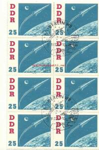 DDR leimattu arkin osa  - postimerkki