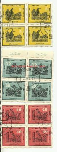 DDR leimattu neliö 3 kpl  - postimerkki
