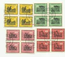 DDR leimattu neliö 4 kpl  - postimerkki