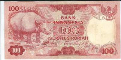 Indonesia  100  Rupiah  1977 seteli /Indonesian tasavalta eli Indonesia on valtio Kaakkois-Aasiassa. Se koostuu 17 508 saaresta ja on maailman suurin saarivaltio.